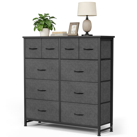 CONCETTA 10-Drawer Fabric Dresser, Large Storage Tower for Bedroom, Closet, Living Room, Gray