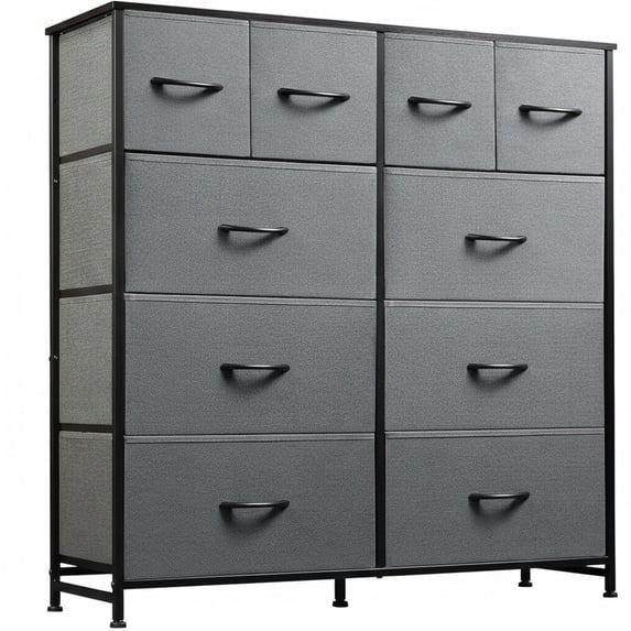 CONCETTA 10-Drawer Fabric Dresser, Large Storage Tower for Bedroom, Closet, Living Room, Gray