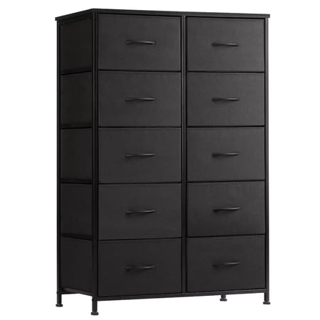 CONCETTA 10-Drawer Fabric Storage Cabinet for Adults, Organizer Furniture for Living Room, Office, Kitchen, Hallway, Black