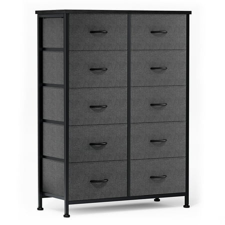 CONCETTA 10-Drawer Fabric Storage Cabinet for Adults, Organizer Furniture for Living Room, Office, Kitchen, Hallway,Gray