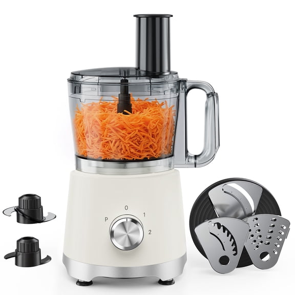 CONCETTA 12-Cup Food Processor & Vegetable Chopper, Stack & Snap Design, 450W 2-Speed Motor, Stainless Steel Blades, BPA-Free Bowl,White