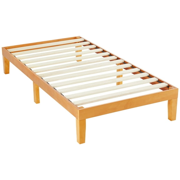 CONCETTA 12 Inch Twin Natural Pine Platform Bed Frame, Wood Slat Support, No Box Spring Needed