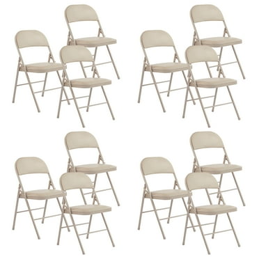 CONCETTA 12 Pack Folding Chair, Indoor Outdoor Portable Stackable Commercial Leather Padded Seat for Home, Office, Party, Kahki
