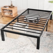 CONCETTA 14 Twin Bed Frame, Heavy Duty Metal Platform Bed Frame with Underbed Storage for Bedroom, No Box Spring Required, Black