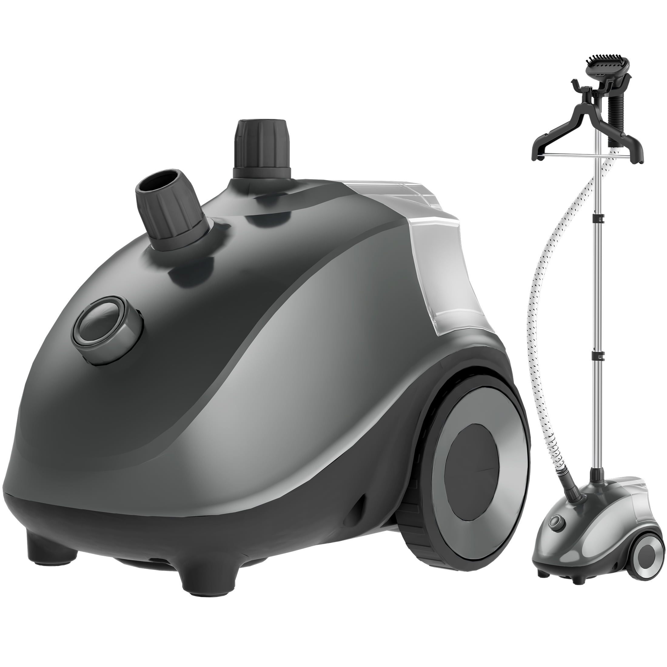 CONCETTA 1500W Powerful Steamer for Clothes with Roll Wheels, 1.7L Water Tank Standing Garment Steamer, 55 Min Continuous Steaming, Professional Wrinkle Remover Heats in 45 Seconds,Gray