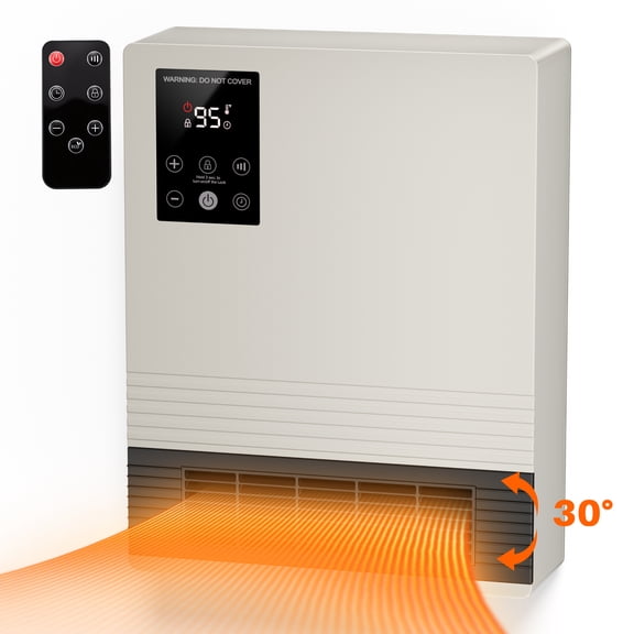 CONCETTA 1500W Wall‑Mount Electric Heater for Indoor Use,15‑Hour Timer, 2 Heat Settings, Touchscreen & Remote Control Overheat Protection & Child Lock,Light Gray