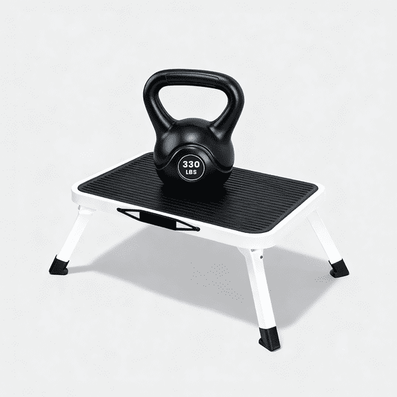 CONCETTA Foldable car wash stool with carrying handle and non-slip platform, single-step rubber foot ladder, supports up to 330 lbs, sturdy metal folding stool, suitable for RVs, trucks, home kitchen