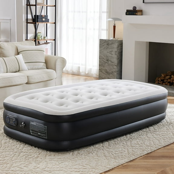 CONCETTA 18"H Twin Air Mattress, Low Noise Blow Up Guest Mattress with Built in Pump, 600LBS Weight Capacity for Camping, Home