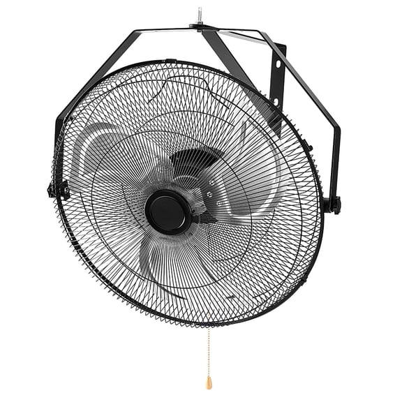 SHOUFTW 18 inch Wall Mount Industrial Fan, Oscillating 3-Speed High Velocity Fan for Garage, Workshop, Warehouse, Black