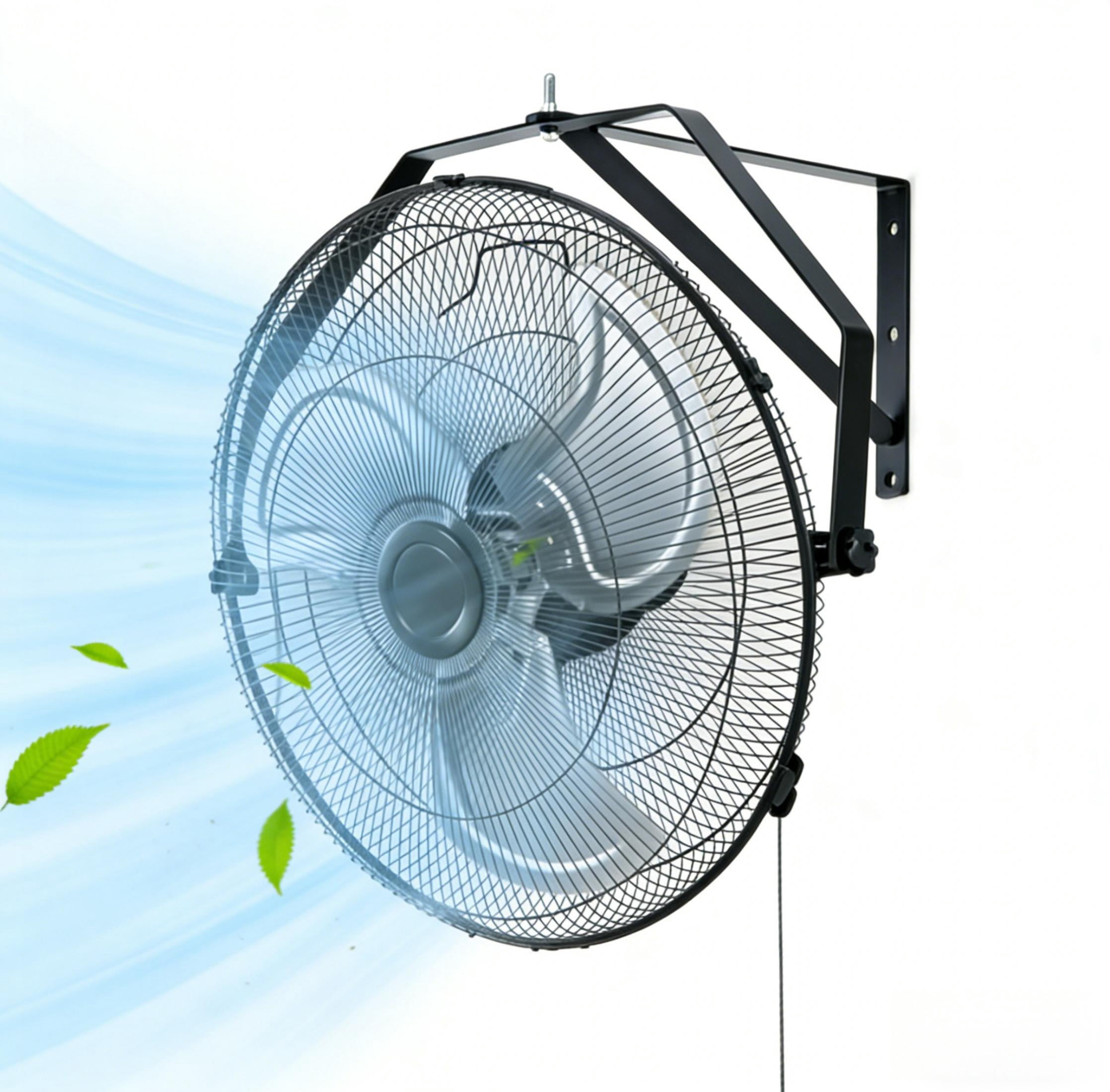 SHOUFTW 18 inch Wall Mount Industrial Fan, Oscillating 3-Speed High Velocity Fan for Garage, Workshop, Warehouse, Black