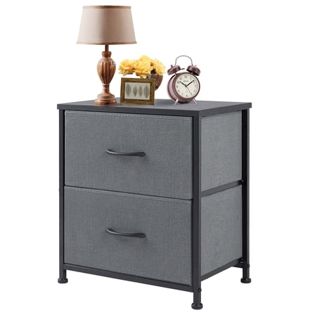 CONCETTA 2 Fabric Dresser, 20 Inch Adjustable Nightstand Feet Bedside Table with Drawers for Bedroom, Entryway, Closet, Gray