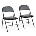 thumbnail image 1 of CONCETTA 2 Pack Folding Chair, Indoor Outdoor Portable Stackable Commercial Leather Padded Seat for Home, Office, Party, Black, 1 of 7