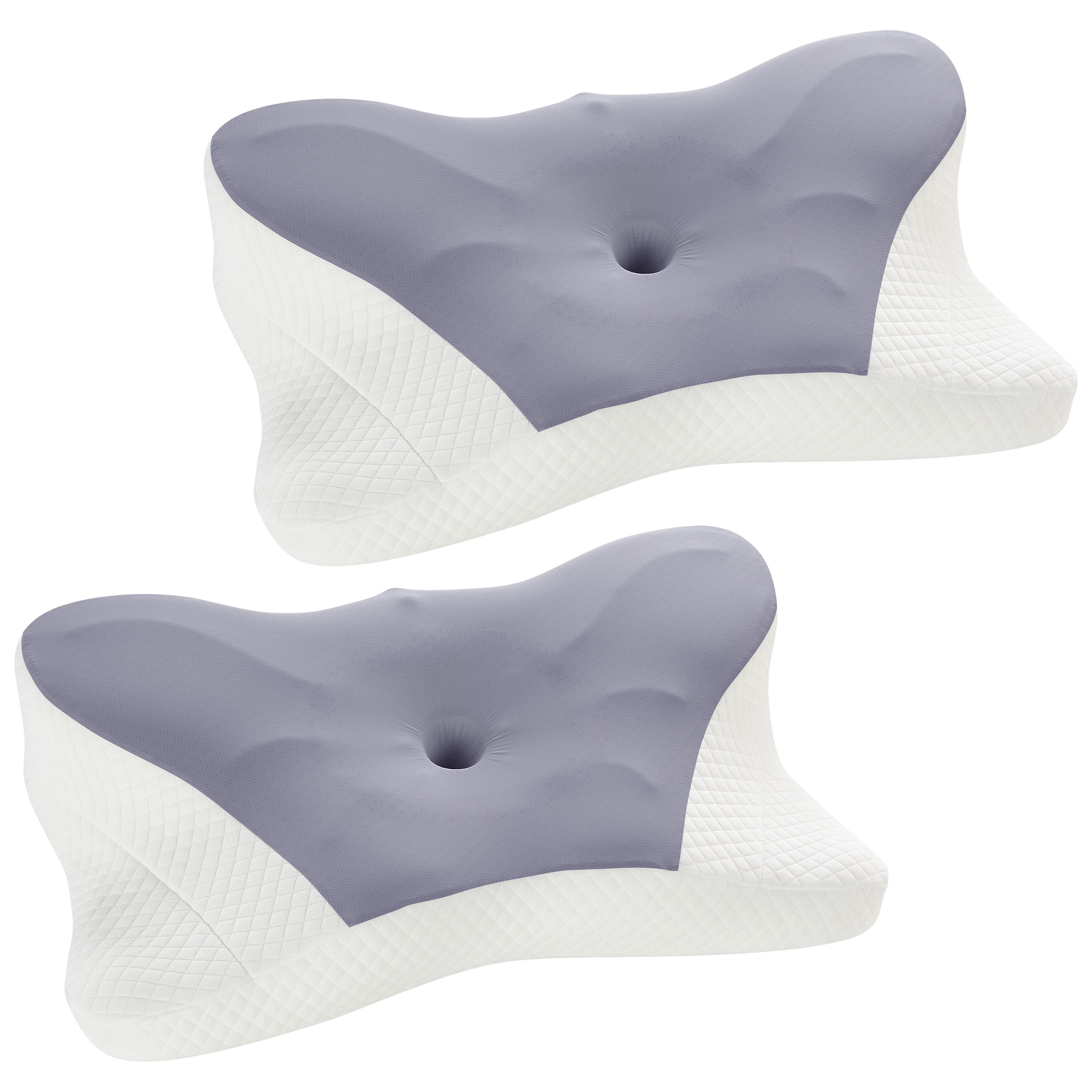 CONCETTA 2 Pack King Size Memory Foam Pillows, Ergonomic Contoured Support for Side Back and Stomach Sleepers,Dark Gray