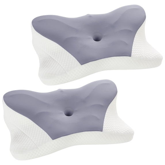 CONCETTA 2 Pack King Size Memory Foam Pillows, Ergonomic Contoured Support for Side Back and Stomach Sleepers,Dark Gray