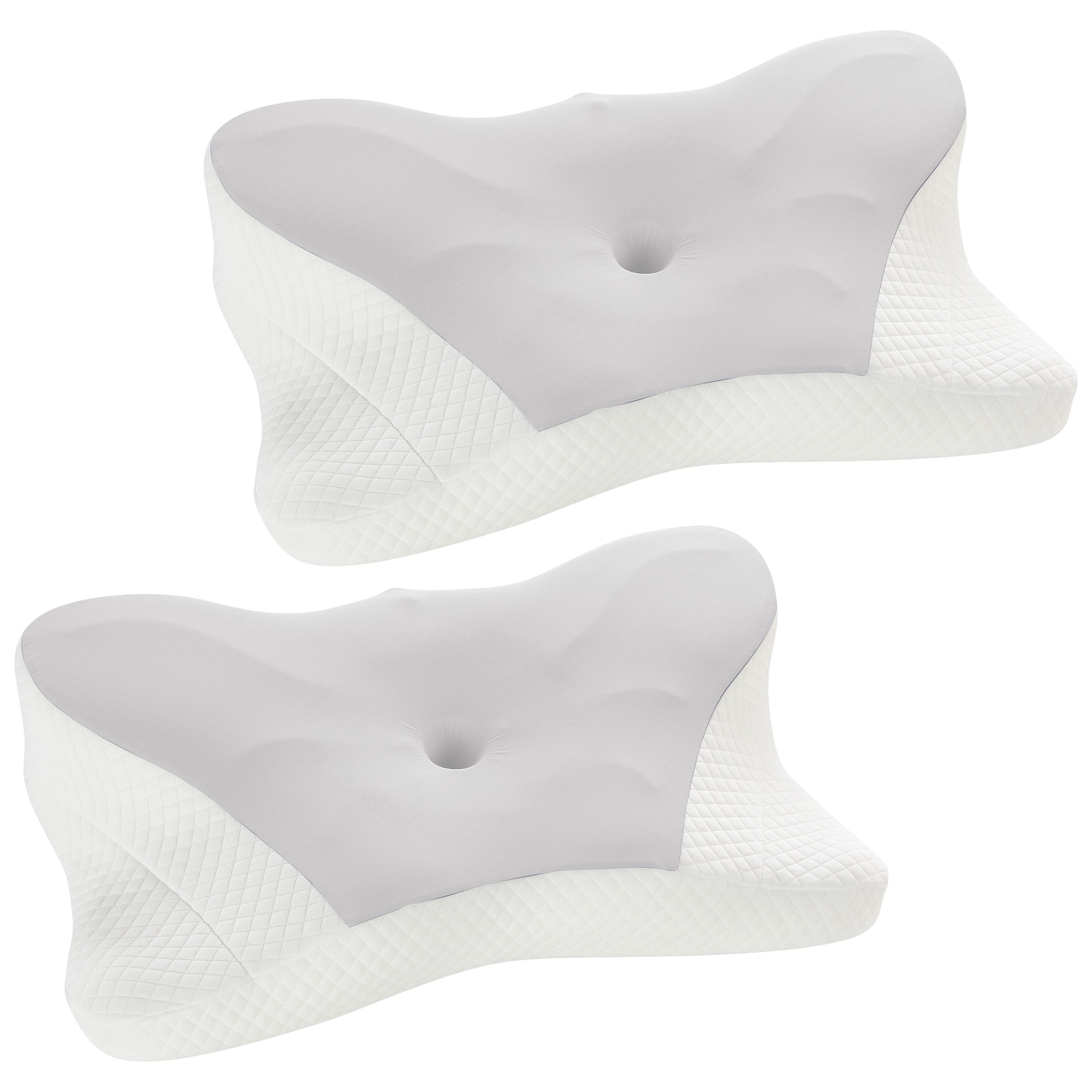 CONCETTA 2 Pack King Size Memory Foam Pillows, Ergonomic Contoured Support for Side Back and Stomach Sleepers，Gray