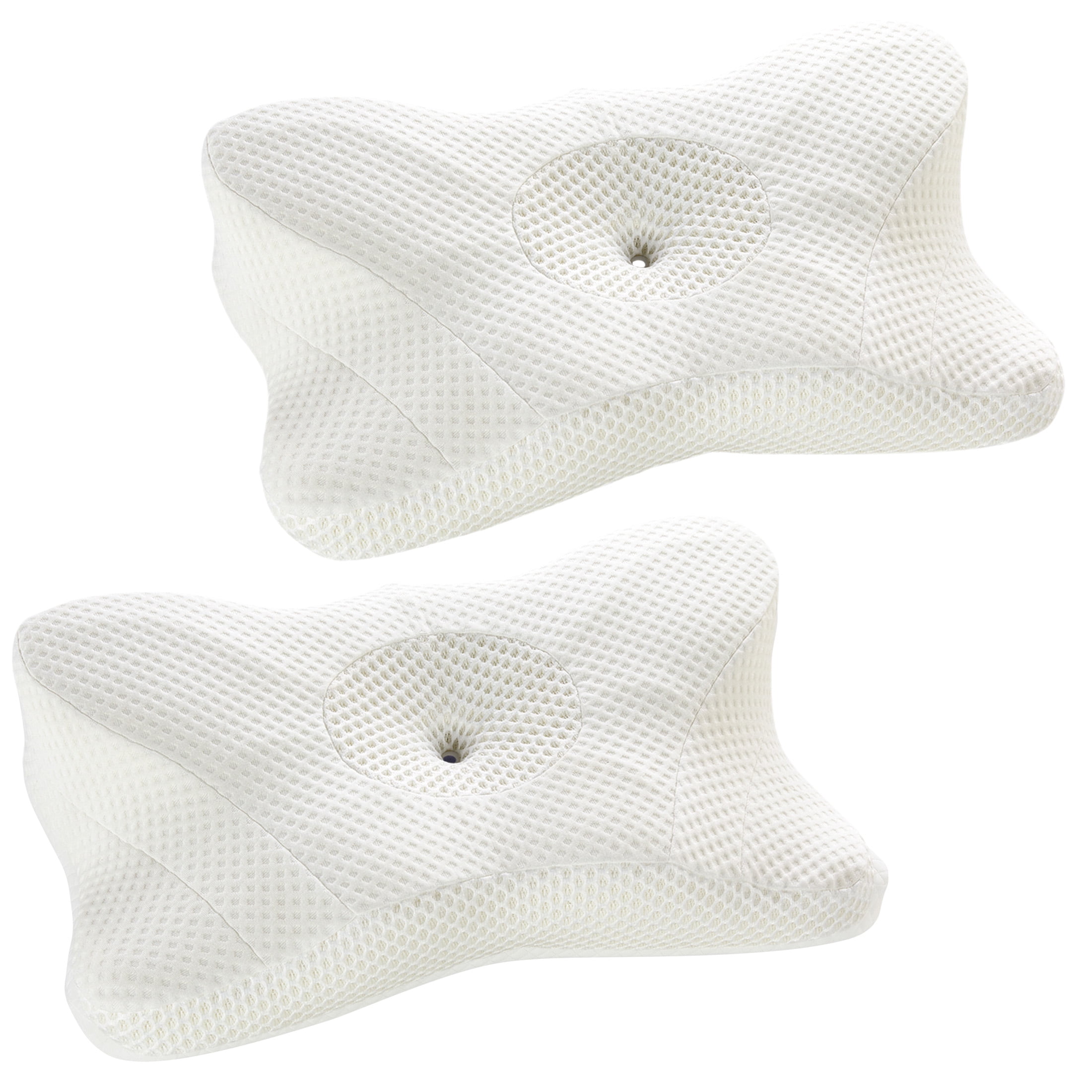 CONCETTA 2 Pack King Size Memory Foam Pillows, Ergonomic Contoured Support for Side Back and Stomach Sleepers，White