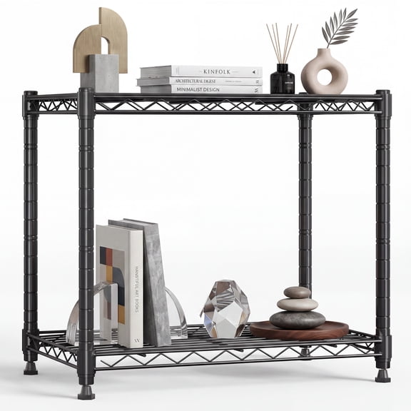 CONCETTA 2-Shelf Heavy Duty Adjustable Wire Shelving , Storage Racks for Kitchen Pantry Garage, Black, 23 inch