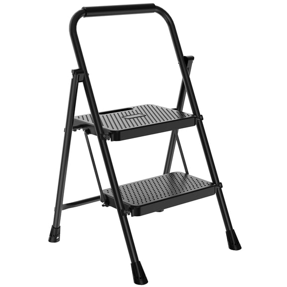 CONCETTA 2-Step Folding Ladder - Lightweight, Anti-Slip Pedal, 800lb Capacity for Home & Workplace
