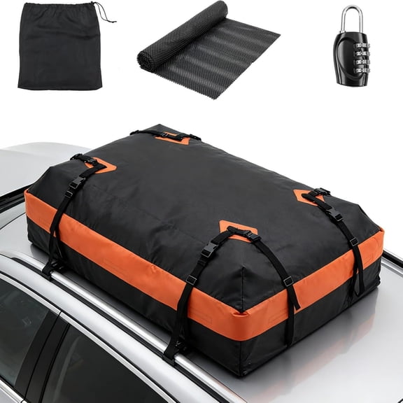 CONCETTA 20 Cubic Feet Waterproof Car Roof Bag, Rooftop Cargo Carrier for All Cars with/without Rack, Anti-Slip Mat, 10 Reinforced Straps, Door Hooks and Luggage Lock Included