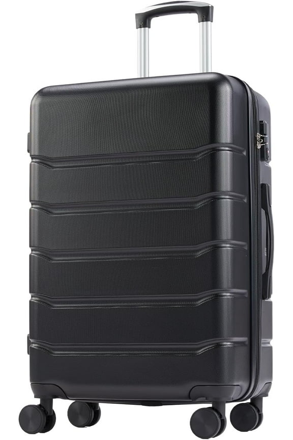 20 inch Carry on Luggage, Lightweight Expandable Rolling Suitcase, Hard Shell ABS & TSA Lock Double Spinner Wheels Suit Case, Black