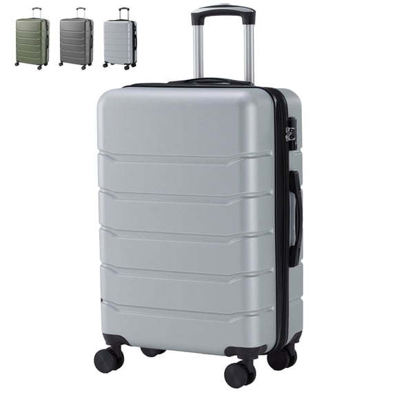 CONCETTA 20 inch Carry on Luggage, Lightweight Expandable Rolling Suitcase, Hard Shell ABS & TSA Lock Double Spinner Wheels Suit Case, Light Gray