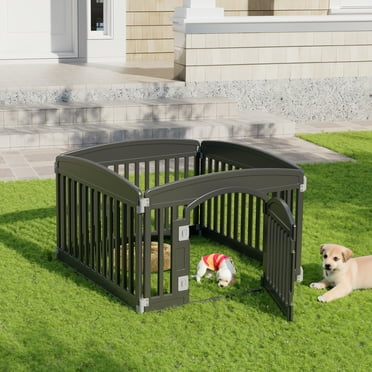 CONCETTA 24-Inch 4-Panel Lightweight Indoor Dog Playpen with Door, Customizable Puppy Exercise Pen for Home Use, Black