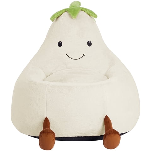 CONCETTA 24in Bean Bag Chair, Soft Faux Rabbit Fur Fabric, Cute Eggplant Lazy Chair for Kids, Living Rooms, Beige