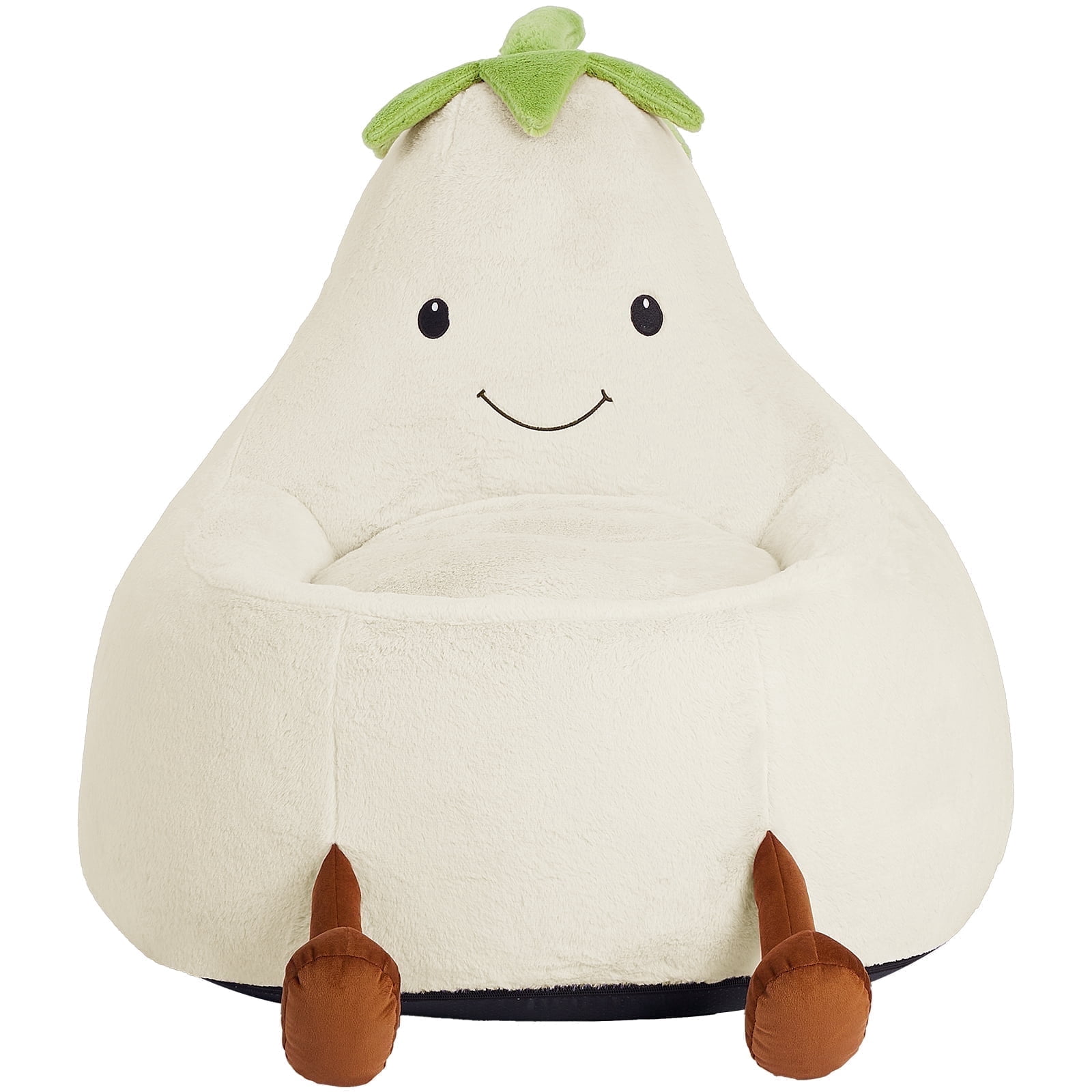 CONCETTA 24in Bean Bag Chair, Soft Faux Rabbit Fur Fabric, Cute Eggplant Lazy Chair for Kids, Living Rooms, Beige