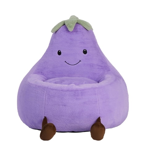 CONCETTA 24in Bean Bag Chair, Soft Faux Rabbit Fur Fabric, Cute Eggplant Lazy Chair for Kids, Living Rooms, Purple