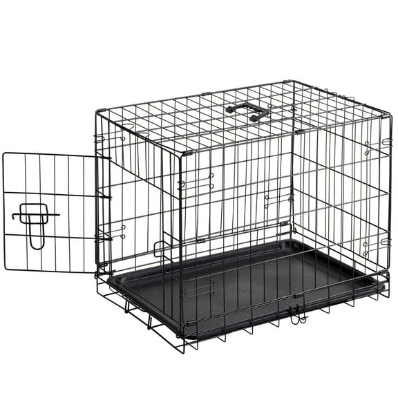 CONCETTA 24 Inch Medium Single Door Dog Cage, With Divider Panel and Plastic Leak-Proof Pan Tray, Foldable For Indoor, Outdoor, Travel