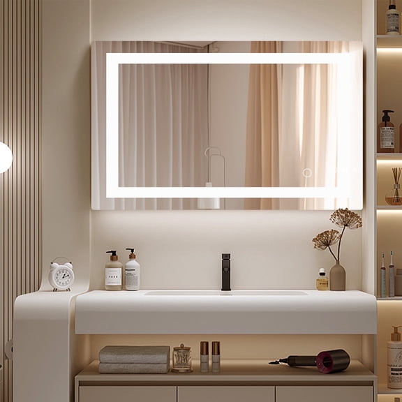 CONCETTA 24"X32" Anti-fog LED Bathroom Mirror - Dual Light Source, Three Lighting Modes, White