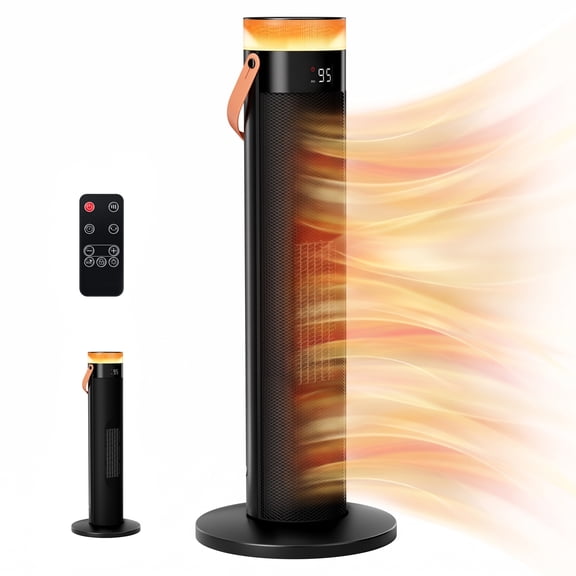 CONCETTA 25" Tower Space Heater,1500W Electric Heater with Remote,15H Timer,Child Lock,60° Oscillation,for Indoor, Living Room, Bedroom, Office & Home, Black