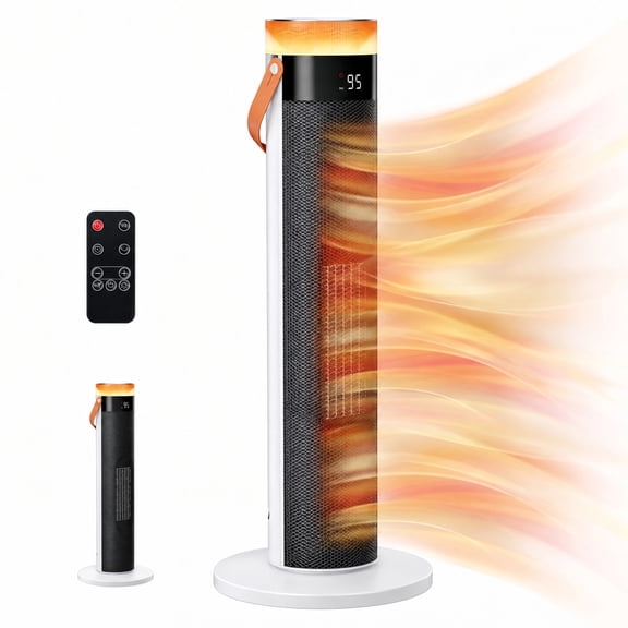CONCETTA 25" Tower Space Heater,1500W Electric Heater with Remote,15H Timer,Child Lock,60° Oscillation,for Indoor, Living Room, Bedroom, Office & Home, White