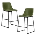 thumbnail image 1 of CONCETTA 26in Counter Height Bar Stools Set of 2, Mid Back Armless Barstools with Metal Base and Footrest, Green, 1 of 10
