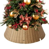 CONCETTA 27in Christmas Tree Collar, Farmhouse Detachable Handwoven Christmas Tree Base Cover, Christmas Tree Basket Base, for Holiday,Brown