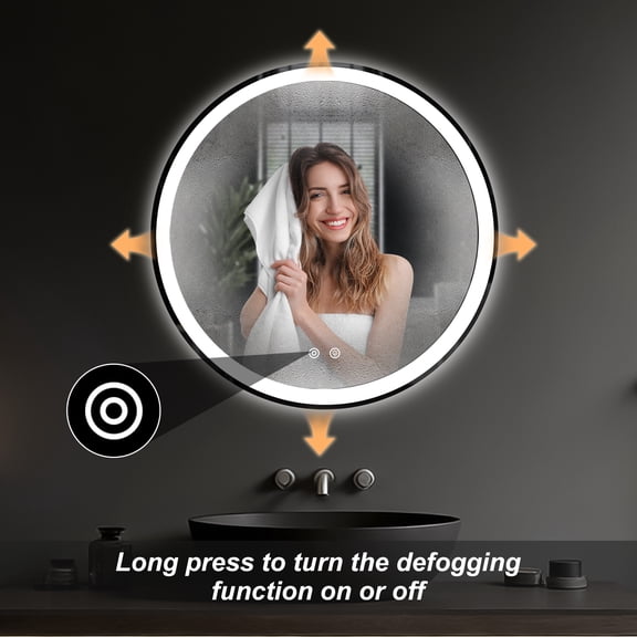 CONCETTA 28-Inch Anti-Fog Led Bathroom Mirror, Dual Light Sources, Three Lighting Modes, White
