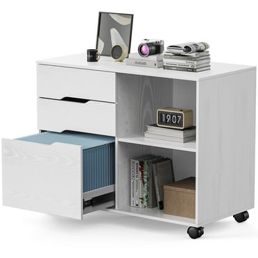CONCETTA 3-Drawer File Cabinet, Mobile Office Storage with Wheels for Home Office, White