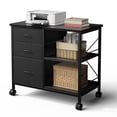 thumbnail image 1 of CONCETTA 3-Drawer Rolling File Cabinet with Open Shelf, Fabric Filing Storage for Home Office，Black, 1 of 5