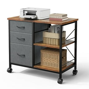 CONCETTA 3-Drawer Rolling File Cabinet with Open Shelf, Fabric Filing Storage for Home Office,Rust