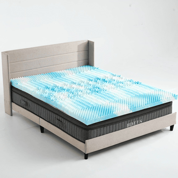 CONCETTA 3 Inch 5-Zone King Size Egg Crate Foam Mattress Topper, Lavender Cooling Gel Infused Bed Pad for Back Pain, CertiPUR-US and Oeko-TEX Certified
