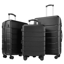 CONCETTA 3 Piece Luggage Sets Hardside Suitcase with Spinner Wheels TSA Lock 20" 24" 28", Black