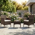 thumbnail image 1 of CONCETTA 3-Piece Patio Furniture Set, Wicker Outdoor PE Rattan Furniture with Coffee Table & Washable Cushion, Compact Bistro Conversation Seating for Balcony, Garden, Poolside, Porch - Brown, 1 of 8