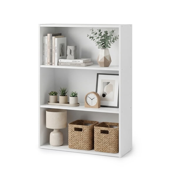 CONCETTA 3 Shelf Bookcase, 32 Inch Tall Floor Standing Open Bookshelf for Home Office and Living Room, White