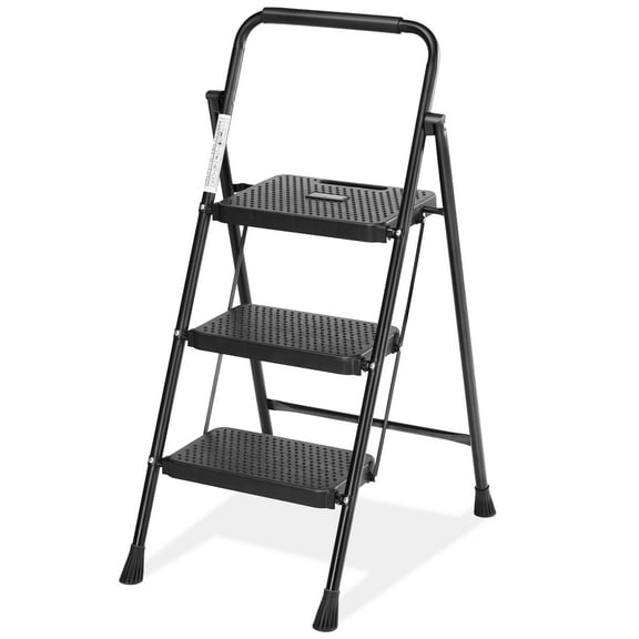 CONCETTA 3 Step Ladder, Folding Step Stool with Anti-Slip Pedal, Lightweight Portable Ladder for Home, Workplace, 800lbs Capacity
