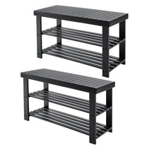 CONCETTA 3-Tier Bamboo Shoe Rack, 11.3 x 27.6 x 17.8 Inches Storage Organizer, Suitable for Bedroom Living Room Balcony, Black