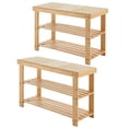 thumbnail image 1 of CONCETTA 3-Tier Bamboo Shoe Rack & Bench, 280 lb Capacity Storage Organizer, 11.3 x 27.6 x 17.8 Inches, Ideal for Entryway, Living Room, Balcony, Nature, 1 of 10