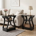 thumbnail image 1 of CONCETTA 3-Tier End Table Set of 2 with Charging Station, Slim Side Table with USB Ports & Outlets, Modern Nightstand for Small Spaces, Living Room, Bedroom, Black, 1 of 9