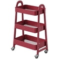thumbnail image 1 of CONCETTA 3-Tier Metal Rolling Storage Cart with Wheels, Lockable Mobile Organizer, Compact for Kitchen, Bathroom, Office & Small Spaces, Red, 1 of 8