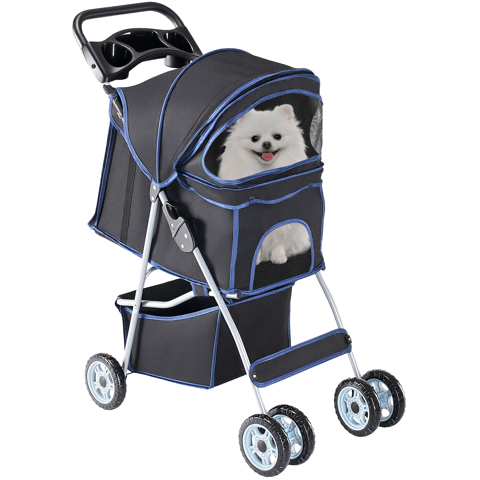 View of CONCETTA 3 Wheels Pet Stroller, Cats and Dog Strollers with Storage ...
