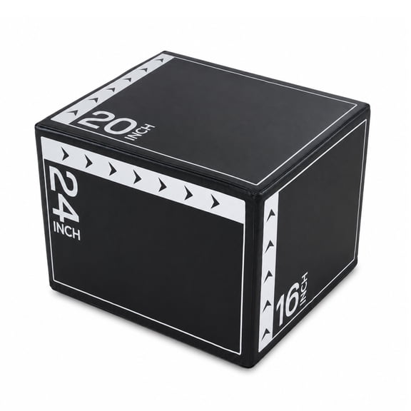 CONCETTA 3-in-1 Foam Plyo Jump Box, 24"x16"x20" Workout Box for Home Gym, HIIT & Jump Training, Black-White